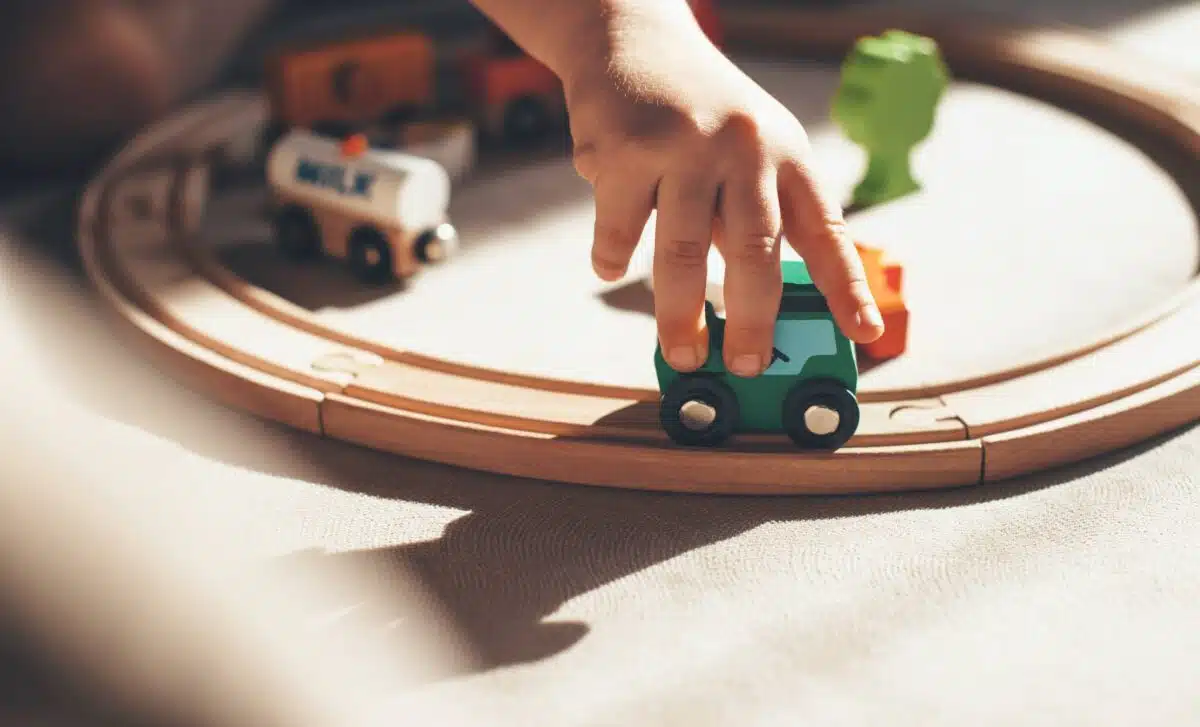 Circuit voiture enfant jouet bois jeux Montessori éducation