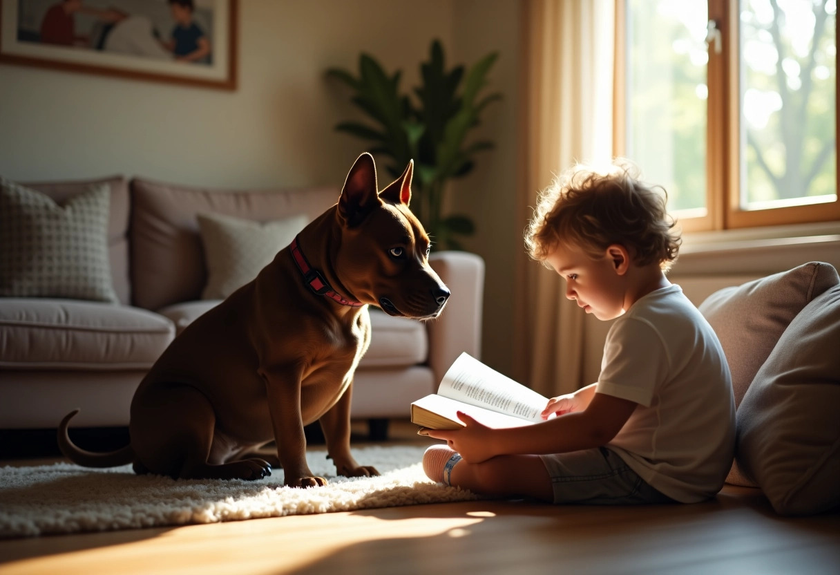 staff bull terrier enfants