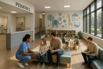 Enfant inquiet lors d'un soin médical à la maison