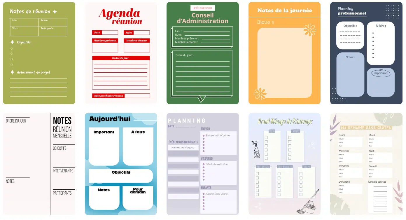 planning personnalisé