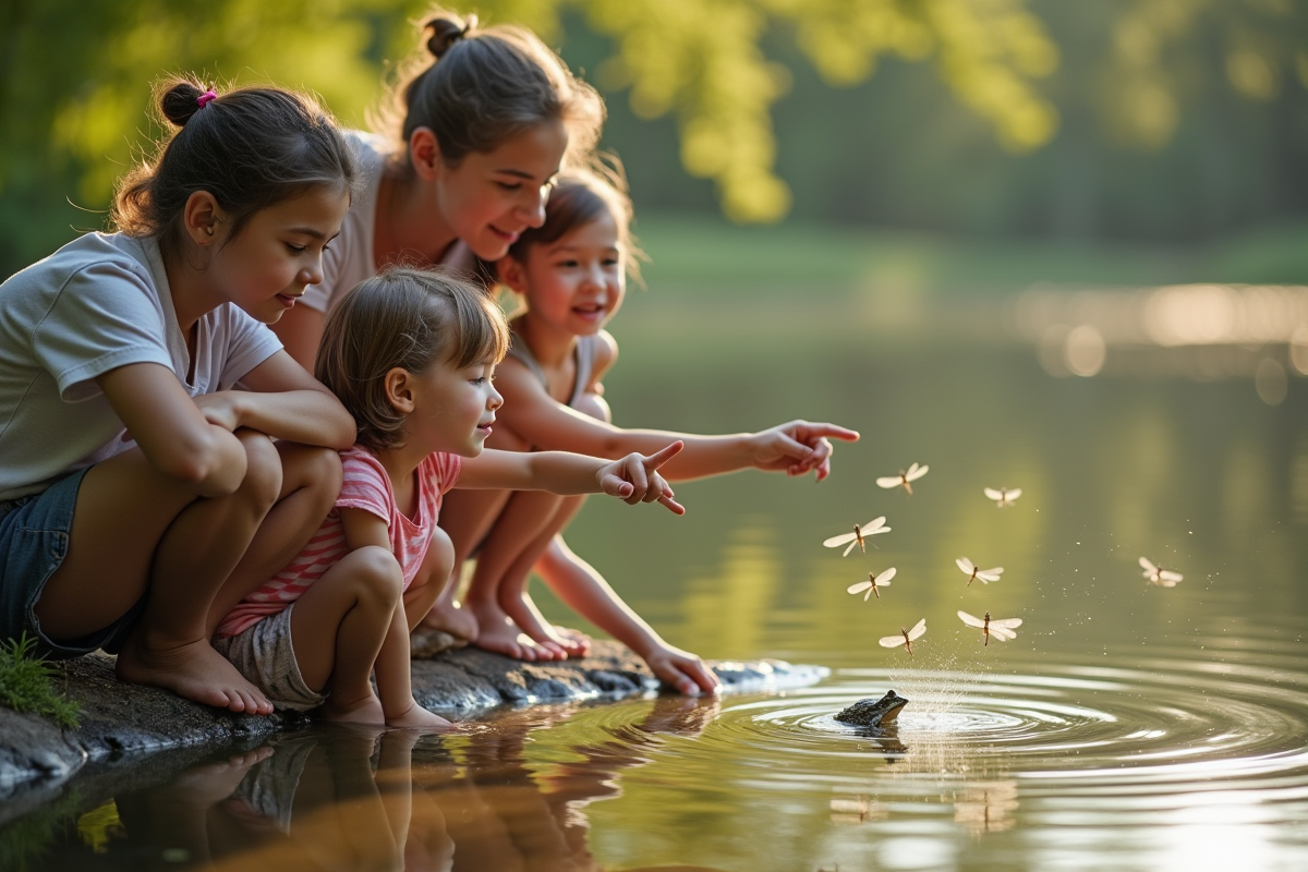 Enfants et parents près d