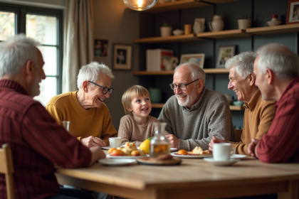 Famille multigenerational autour d'une table en intérieur