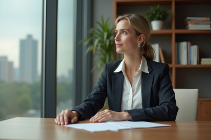 Femme en costume d'affaires dans un bureau moderne