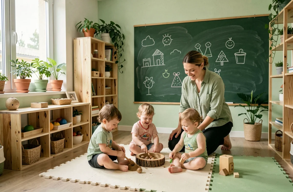 Salle de jeux éco-responsable de la micro-crèche Les Jeunes Pousses Green à Changé, Mayenne