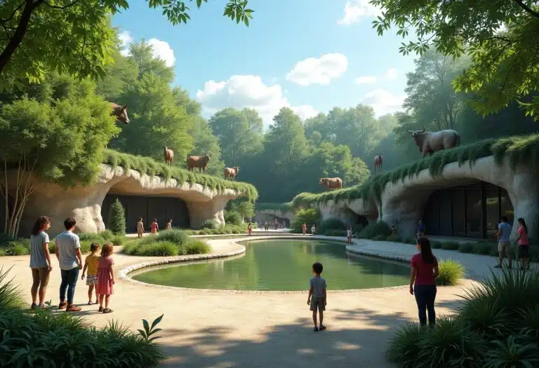 Visite d'un zoo en France avec des biotopes reconstitués